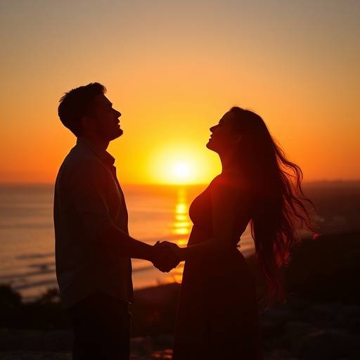 Fotografia de um casal apaixonado durante o pôr do sol em Salvador, Bahia