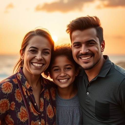 Retrato de uma família sorrindo em Salvador, Bahia